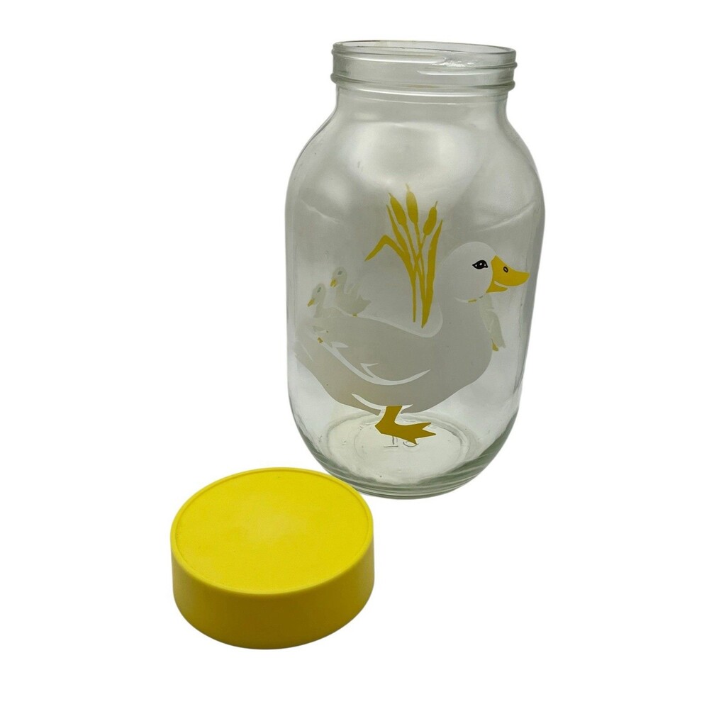 Vintage 1982 Carlton Glass Duck 3 Liter 3L Jar Canister Sun Tea With Yellow Lid - Picture 4 of 6